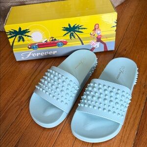 Forever Light Blue Studded Sandals